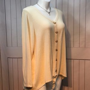 NWT LANE BRYANT CREAM BUTTON UP TIE SWEATER 26/28